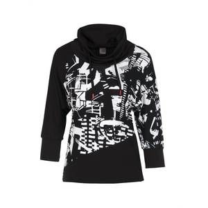 NEW DOLCEZZA cowl neck pullover top in black/white